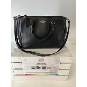 KATE SPADE LARGE BLACK PEBLED LEATHER WOMENS SHOULDER BAG